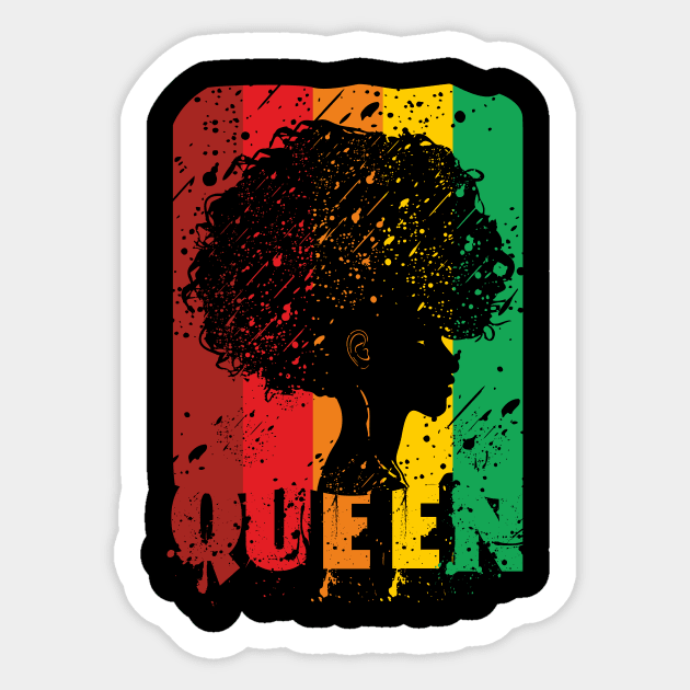 Black Queen Women Shirt Afro American Strong Natural Hair Sticker by FunnyphskStore